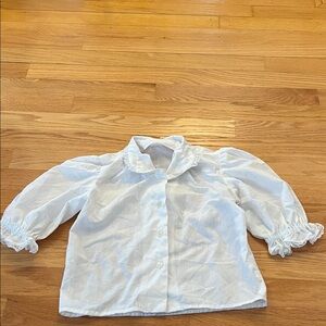 Vintage White Ruffled Kids Shirt girls 3T button up